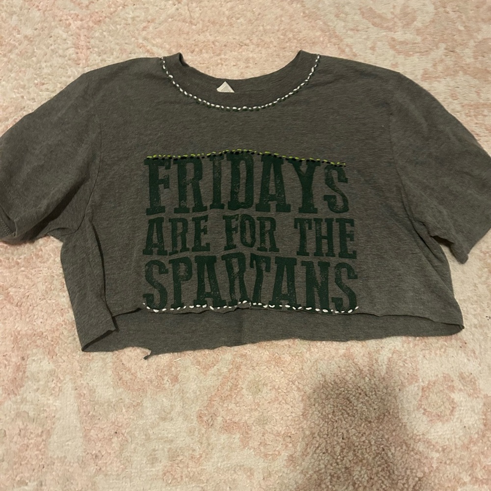 Gray Cropped Tee - Fridays Are For The Spartans